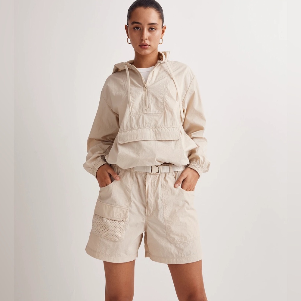 Outdoor Voices Cream Athletic Shorts and Pullover 
Set